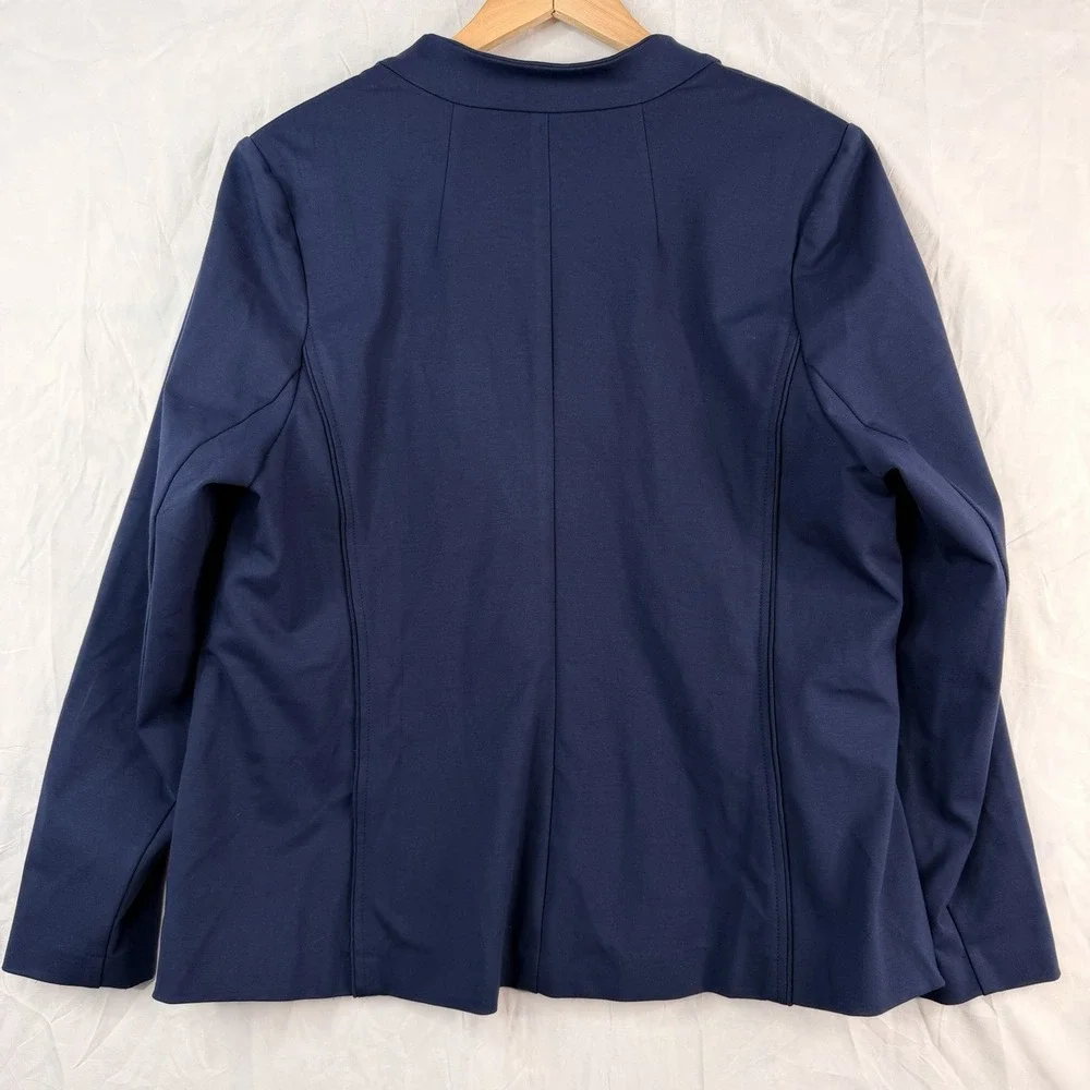 Eloquii Women's Size 18‎ One Button Blazer Jacket Navy Shoulder Pads. 66% Rayon